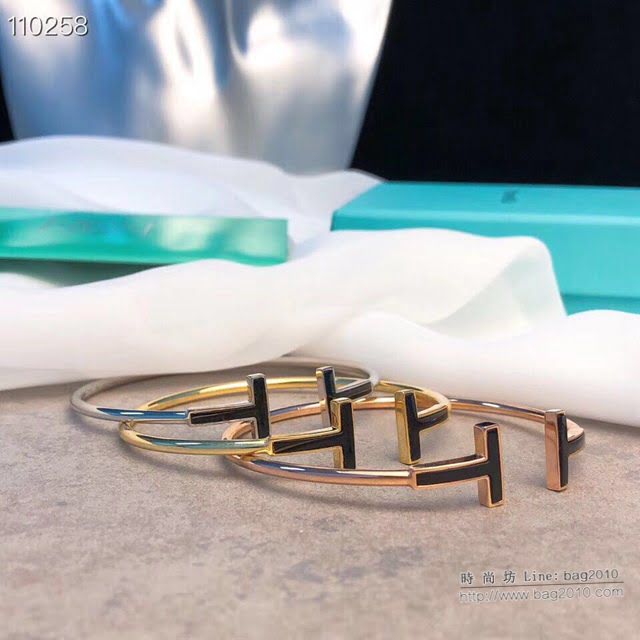 Tiffany飾品 蒂芙尼女士專櫃爆款黑油雙t手鐲  zgt1801